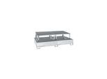 eurokraft pro Stahl-Auffangwanne für Tankcontainer IBC / KTC, LxBxH 2650 x 1460 x 865 mm, mit 2 Abfüllaufsätzen, Auffangvolumen 1000 l, feuerverzinkt