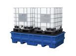 asecos PE-Auffangwanne für Tankcontainer IBC/KTC, Auffangvolumen 1000 l, für 2 Container, mit PE-Gitterrost