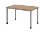 Schreibtisch, HxT 685 - 810 x 800 mm, 4 Rundrohrbeine, Breite 1200 mm, alusilber / Nussbaum kaiserkraft