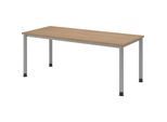 Schreibtisch, HxT 685 - 810 x 800 mm, 4 Rundrohrbeine, Breite 1800 mm, alusilber / Nussbaum kaiserkraft