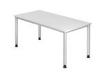 Schreibtisch, HxT 685 - 810 x 800 mm, 4 Rundrohrbeine, Breite 1600 mm, alusilber / weiß kaiserkraft