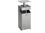 VAR Abfallsammler/Ascher, mit Dach, Volumen 38 l, silber