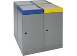 Wertstoffsammelsystem mit Flügeltür, Volumen 70 l, graualu, 4-fach-Sammler kaiserkraft