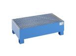 eurokraft basic Stahl-Auffangwanne für 200-l-Fässer, LxBxH 1200 x 800 x 360 mm, mit Zulassung, blau pulverbeschichtet, mit Gitterrost