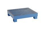 eurokraft basic Auffangwanne für 60 l, LxBxH 800 x 1300 x 205 mm, mit Zulassung, blau pulverbeschichtet, mit Gitterrost