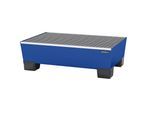 eurokraft pro Stahl-Auffangwanne mit Kunststoff-Füßen, LxBxH 1240 x 815 x 360 mm, blau, mit Gitterrost