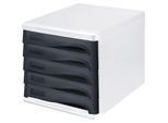 helit Schubladenbox, Gehäusefarbe Weiß, VE 4 Stk, Schubladenfarbe Schwarz