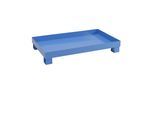 eurokraft basic Auffangwanne für 60 l, LxBxH 800 x 1300 x 205 mm, ohne Zulassung, blau pulverbeschichtet, ohne Gitterrost