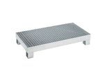 eurokraft basic Auffangwanne für 60 l, LxBxH 800 x 1300 x 205 mm, mit Zulassung, feuerverzinkt, mit Gitterrost