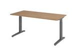 eurokraft pro ANNY - Schreibtisch mit C-Fußgestell, höhenverstellbar 650 - 850 mm, Breite 1600 mm, Nussbaum-Dekor / graphit