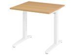 eurokraft pro ANNY - Schreibtisch mit C-Fußgestell, höhenverstellbar 650 - 850 mm, Breite 800 mm, Buche / weiß