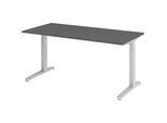 eurokraft pro ANNY - Schreibtisch mit C-Fußgestell, höhenverstellbar 650 - 850 mm, Breite 1600 mm, graphit / alusilber