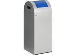 VAR Selbstlöschender Wertstoffsammler, Volumen 60 l, HxBxT 800 x 320 x 320 mm, silber, Klappe blau
