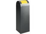 VAR Selbstlöschender Wertstoffsammler, Volumen 89 l, HxBxT 1045 x 320 x 320 mm, antiksilber, Klappe gelb