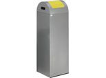 VAR Selbstlöschender Wertstoffsammler, Volumen 89 l, HxBxT 1045 x 320 x 320 mm, silber, Klappe gelb