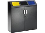 eurokraft pro Wertstoffsammelschrank, Volumen 3 x 50 l, antik-silber