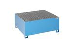 eurokraft basic Stahl-Auffangwanne für Tankcontainer IBC/KTC, für 1 x 1000-l-Container / 4 x 200-l-Fass stehend, pulverbeschichtet, blau RAL 5012