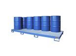 eurokraft pro Stahl-Auffangwanne, Auffangvolumen 240 l, für 10 x 200 l Fässer, blau