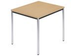 Rechtecktisch, Rundrohr verchromt, BxT 800 x 800 mm, Buche natur kaiserkraft