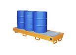 eurokraft pro Stahl-Auffangwanne mit Randprofilierung, für 4 x 200-l-Fässer, LxB 2400 x 800 mm, orange RAL 2000