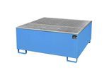 eurokraft pro Stahl-Auffangwanne mit PE-Einsatz, 1000 l, für 1 x IBC/KTC, LxBxH 1475 x 1475 x 630 mm, blau lackiert