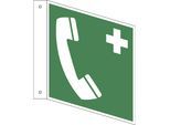 Rettungszeichen, Notruftelefon, VE 10 Stk, Kunststoff, Fahnenschild, 150 x 150 mm kaiserkraft