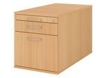 eurokraft pro Rollcontainer, 1 Utensilienschub, 1 Materialschub, 1 Hängeregistratur, Tiefe 800 mm, Dekor Buche