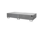eurokraft pro Regal-Bodenwanne, 1000 l Auffangvolumen, LxBxH 2650 x 1300 x 435 mm, mit Gitterrost, feuerverzinkt