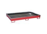 eurokraft pro Regal-Bodenwanne mit PE-Einsatz, 1000 l Auffangvolumen, LxBxH 2165 x 1315 x 510 mm, rot