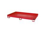 eurokraft pro Regal-Bodenwanne, 240 l Auffangvolumen, LxBxH 2150 x 1300 x 225 mm, ohne Gitterrost, rot lackiert