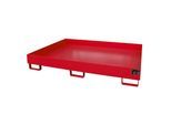 eurokraft pro Regal-Bodenwanne, 257 l Auffangvolumen, LxBxH 1750 x 1300 x 250 mm, ohne Gitterrost, rot lackiert