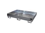 eurokraft pro Regal-Bodenwanne, 257 l Auffangvolumen, LxBxH 1750 x 1300 x 250 mm, ohne Gitterrost, feuerverzinkt