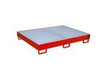 eurokraft pro Regal-Bodenwanne, 257 l Auffangvolumen, LxBxH 1750 x 1300 x 250 mm, mit Gitterrost, rot lackiert
