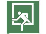 Rettungszeichen, Notausstieg, VE 10 Stk, Kunststoff, 200 x 200 mm kaiserkraft