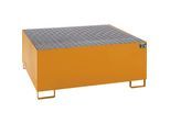 eurokraft pro Stahl-Auffangwanne für Tankcontainer IBC / KTC, LxBxH 1460 x 1460 x 630 mm, Auffangvolumen 1000 l, lackiert, orange RAL 2000