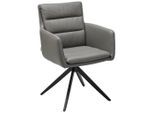 Livetastic Armlehnstuhl Echtleder, Dunkelgrau, Metall, Leder, Echtleder, Büffelleder, Füllung: Polyetherschaumkern, A-Form, 60x88x62.5 cm, erweiterbar, Esszimmer, Stühle, Esszimmerstühle, Armlehnenstühle