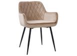 Carryhome Armlehnstuhl, Schwarz, Beige, Metall, Textil, Rundrohr, 56x79x58 cm, Bsci, inklusive Armlehnen, Esszimmer, Stühle, Esszimmerstühle, Armlehnenstühle