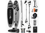 Stand Up Paddle Board "AUKAI Pro Ocean" mit Kajak-Sitz und Motor grau