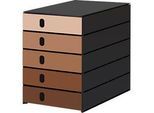 Schubladenbox Styro Styroval Pro Color Flow, für Formate bis C4, 5 geschlossene Schübe, 100 % Polystyrol-Regenerat, mocca/schwarz, Farbverlauf