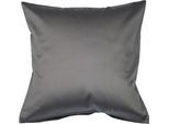 Kissenbezug JANINE "Colors Mako Satin", grau (graphit), B:50cm L:50cm, Mako-Satin, Obermaterial: 100% Baumwolle, Kissenbezüge, Kissenbezug, mit Reissverschluss, uni Kissenhülle, feinfädig, 100% Baumwolle
