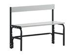 Umkleidebank, Edelstahlrohr/Alu, einfach mit Rückenteil, L 1015 mm, anthrazit