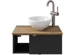 Waschtisch SAPHIR "Serie 6915 Waschschale mit Unterschrank für Gästebad, Gäste WC", schwarz (schwarz matt, riviera eiche, schwarz matt touch), B:61cm H:39,8cm T:35cm, Waschtische, Waschtisch, 61 cm breit, 1 Tür, offenes Fach, kleine Bäder, ohne Armatur