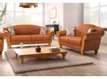 Polstergarnitur HOME AFFAIRE "Milano, bequem durch Federkern, Landhaus Stil, geschwungene Armlehnen", orange (terrakotta), H:83cm T:81cm, Sitzmöbel-Sets, 2-Sitzer und 3-Sitzer