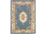 Wollteppich FLAIR RUGS "Aubusson", blau, B:75cm H:10mm L:150cm, Wolle, Teppiche, Wolle, Teppich, Wohnzimmer, Schlafzimmer, Esszimmer