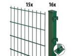Doppelstabmattenzaun GARDEN 'N' MORE "Excellent", grün, H:100cm L:30cm, Kunststoff, Stahl, Zaunelemente, 15 Elemente für 30 m, LxH: 200 x 103 cm, mit 16 Pfosten