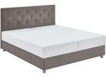Boxbett "CELIA im hochwertiger Samtoptik", grau (taupe), B:162cm L:209cm, ATLANTIC HOME COLLECTION, Komplettbetten, mit Taschen-Federkernmatratze, Bettkasten und Strass-Steinen