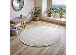 Wollteppich OTTO HOME "Wolltraum Passion", beige (natur, grau), H:10mm Ø:150cm, Wolle, Teppiche, Wendeteppich, handgewebt, melierte Optik, reine Wolle, Wohnzimmer