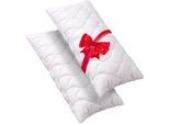 Microfaserkissen JOHN COTTON "2für1, Kopfkissen, ein Kissen gratis, 40x80 cm, 80x80cm", weiß, B:40cm H:15cm L:80cm, Obermaterial: 100% Polyester, Kopfkissen, ergonomisch, strapazierfähig, hochwertig, Kissen im Spar-Set