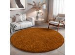 Hochflor-Teppich OTTO HOME "Banji", gold (goldgelb), B:120cm H:37mm L:120cm Ø:120cm, Polypropylen (PP), Teppiche, Uni Farben, weich und flauschig, auch als rechteckig erhältlich