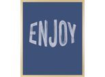 Bild mit Rahmen S.OLIVER "Enjoy", farbe rahmen: beige, natur, farbe bild(er): hellgrau, B:50cm H:70cm T:1,5cm, Holz, Plexiglas, Bilder, HD Premium Posterdruck mit Echtholzrahmen
